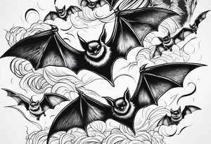 7 bats going through lightning tattoo idea