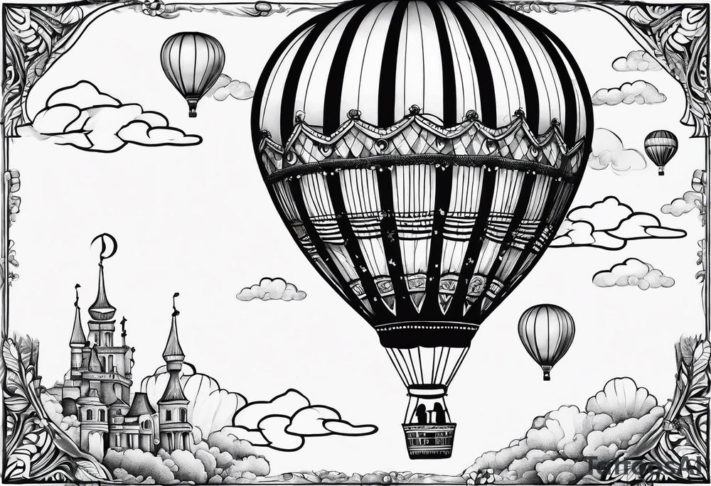 Whimsical Hot Air Balloon tattoo idea