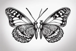 a butterfly and a moth next to each other small tattoo idea