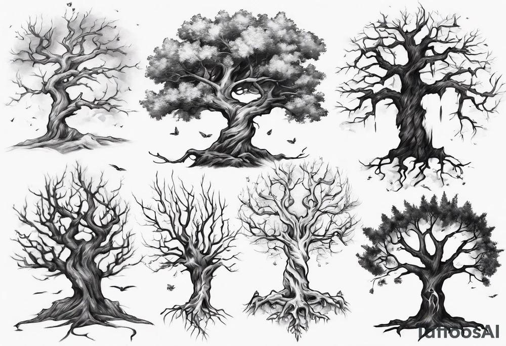 Dying tree tattoo idea
