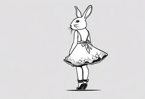 one legged toy bunny in a dress tattoo idea