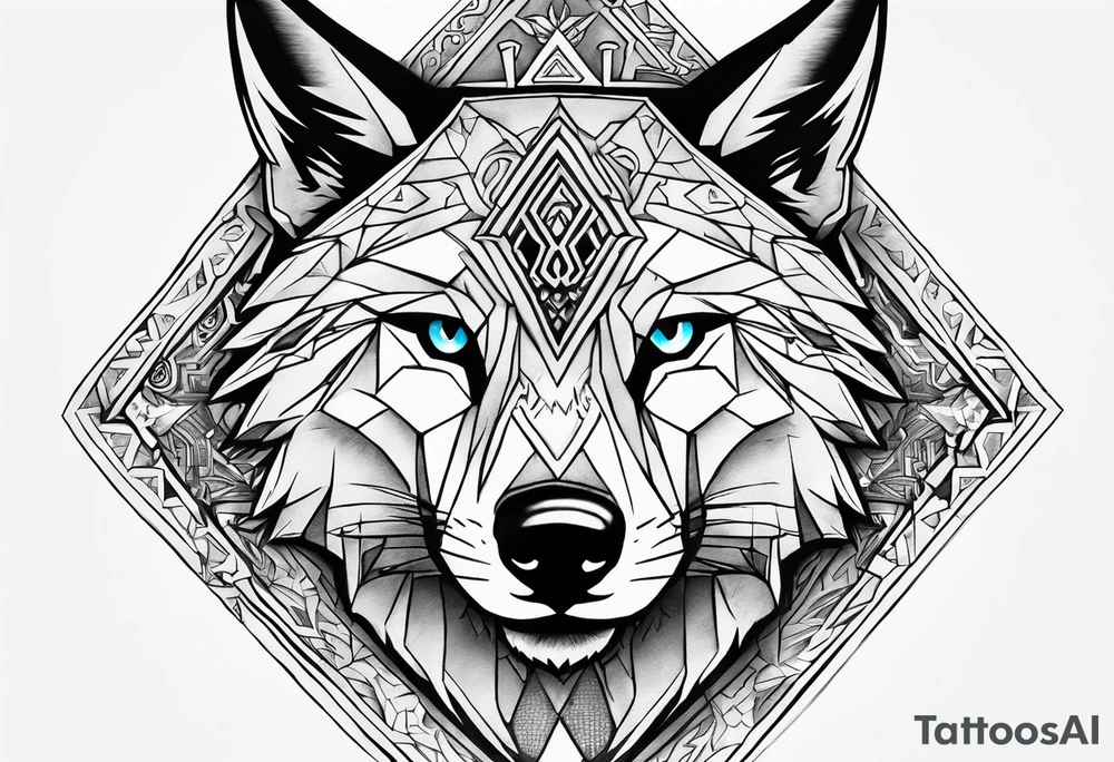 Legend of zelda link wolf in profile, in the center of his forhead is a diamond shape with a dot in the middle tattoo idea