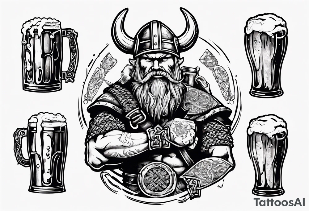 viking holding a beer tattoo idea