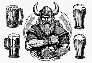 viking holding a beer tattoo idea