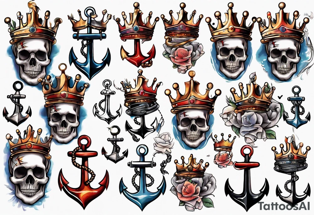 Anchor with a crown on top tattoo idea