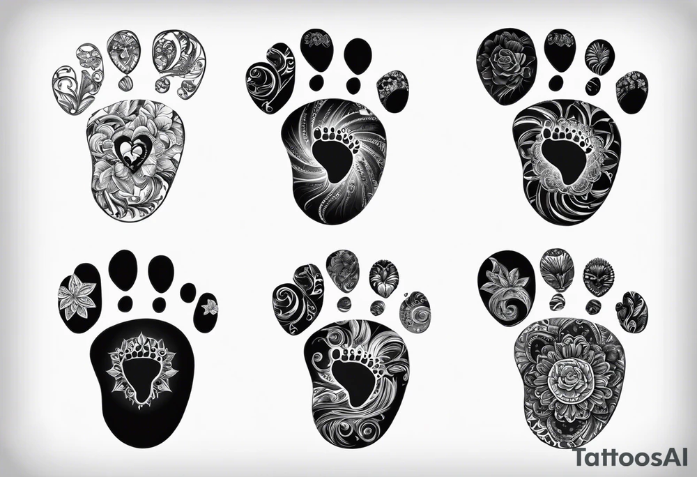 Baby foot prints with the name Tylen tattoo idea