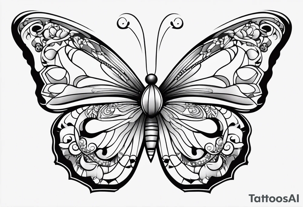 Thin Minimalistic butterfly tattoo idea
