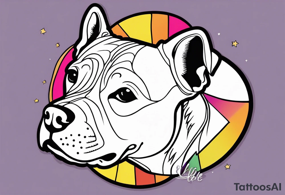 Cookie my pitbull dog outline of ears with her name in cusive at the bottom tattoo idea