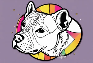 Cookie my pitbull dog outline of ears with her name in cusive at the bottom tattoo idea