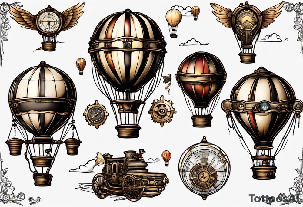 steampunk hot air balloon tattoo idea