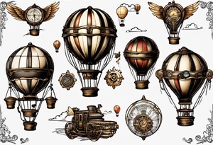 steampunk hot air balloon tattoo idea