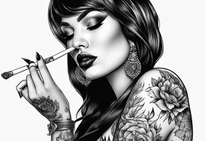 Womans hand smoking a blunt tattoo idea