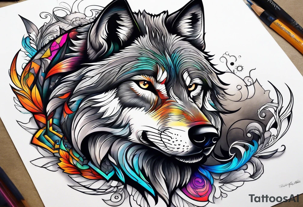 Grey wolf tattoo idea