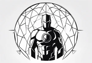 man protected under dome shield tattoo idea