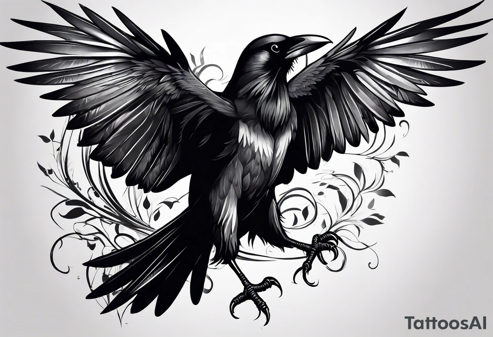 Crow with wings spread out tattoo idea
