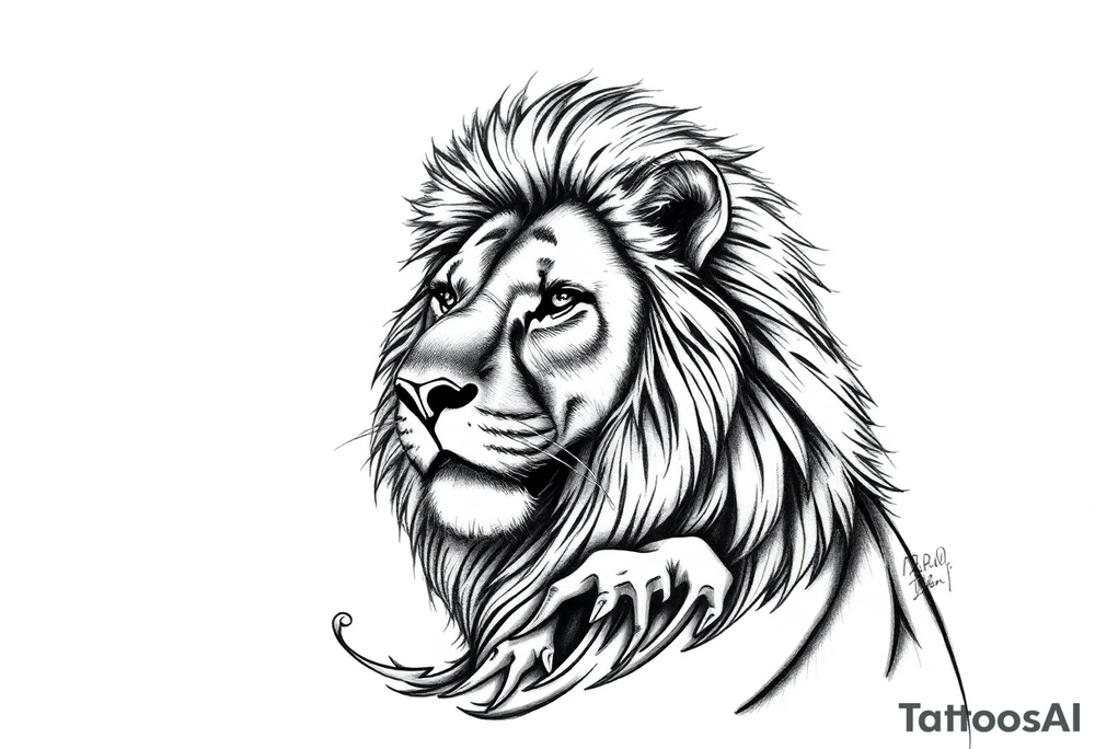 Lion with lil wave in the back the bibble verse on foream tattoo idea