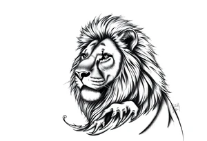 Lion with lil wave in the back the bibble verse on foream tattoo idea