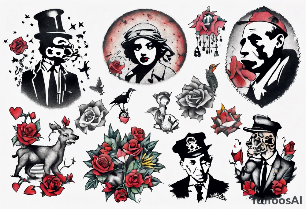BANKSY ART STYLE tattoo idea
