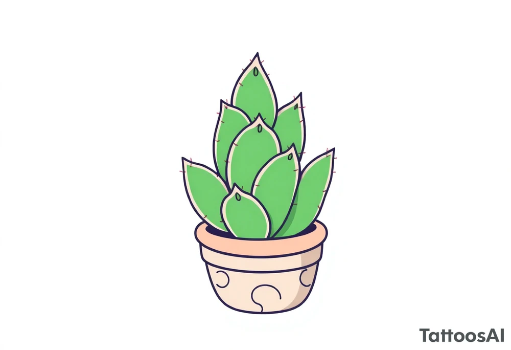 cute cacti and succulent in a pot tattoo idea