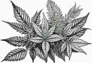 Cannabis plant botanical tattoo idea