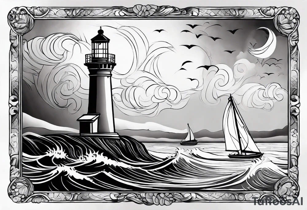 mat  de voilier en forme de phare marin. tattoo idea