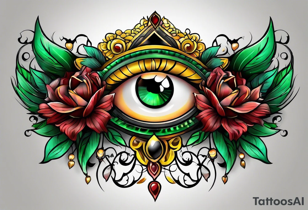 24 with colors green, yellow, maroon and black tattoo idea