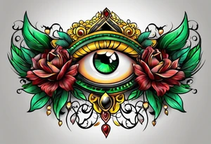 24 with colors green, yellow, maroon and black tattoo idea