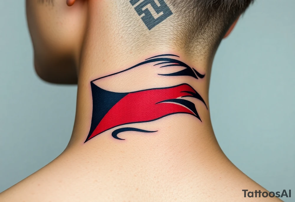 A Czech flag flowing in the wind, with realistic lighting and fabric movement tattoo idea