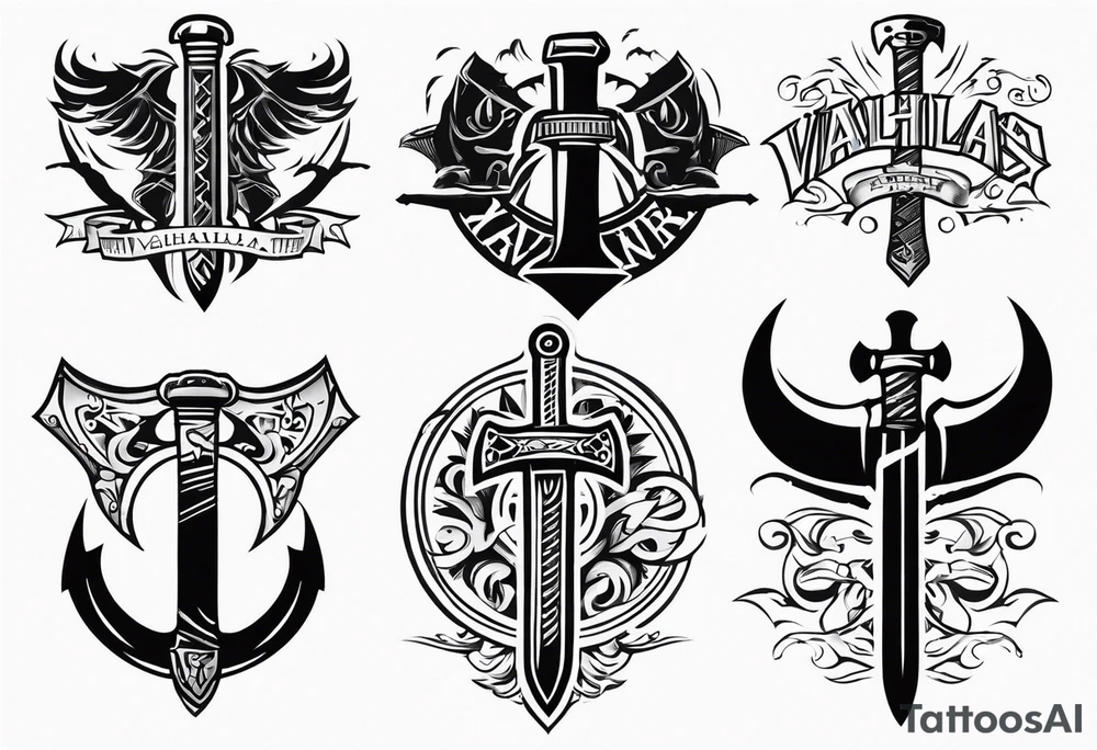 Valhalla sword axe tattoo idea