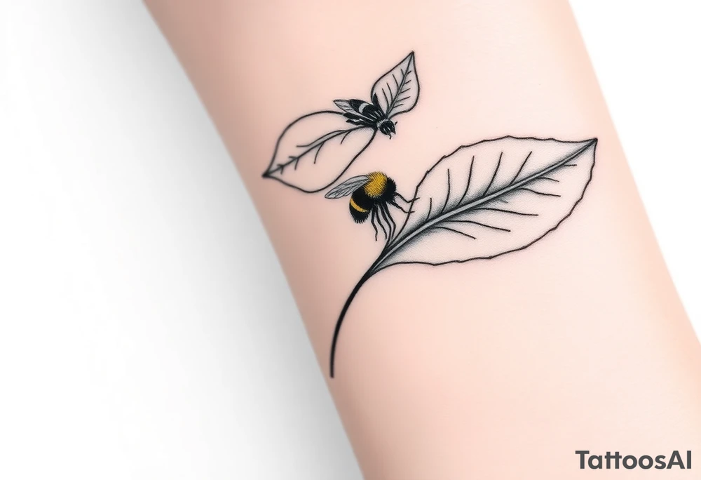 Trillium with a bumble bee hovering near it tattoo idea