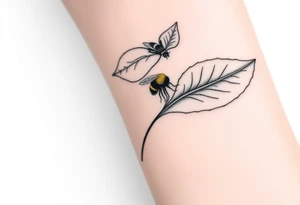 Trillium with a bumble bee hovering near it tattoo idea