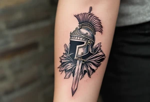 gladiator colosseum interior combat sword helmet cape sand wind tattoo idea
