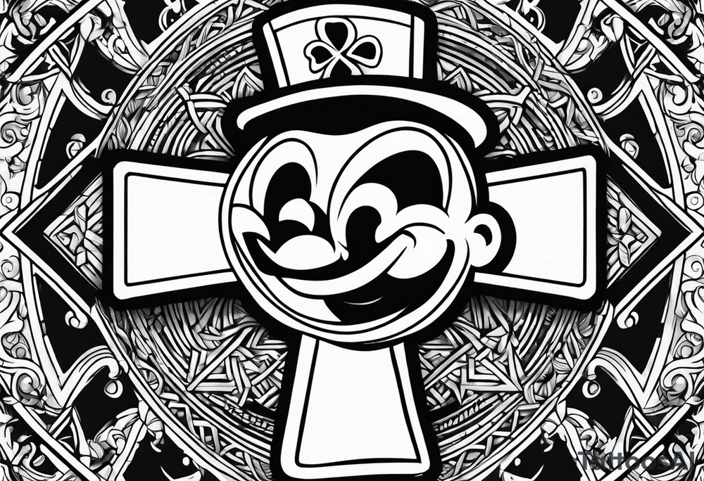 Irish cross popeye tattoo idea