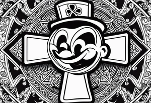 Irish cross popeye tattoo idea