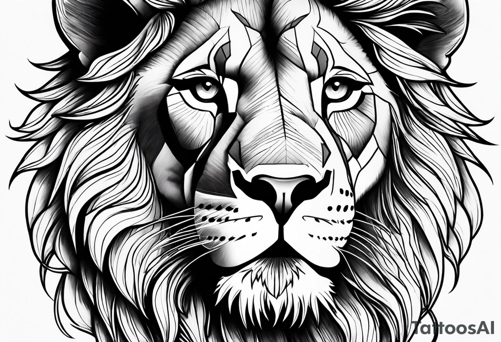powerful majestic lion, close-up tattoo idea