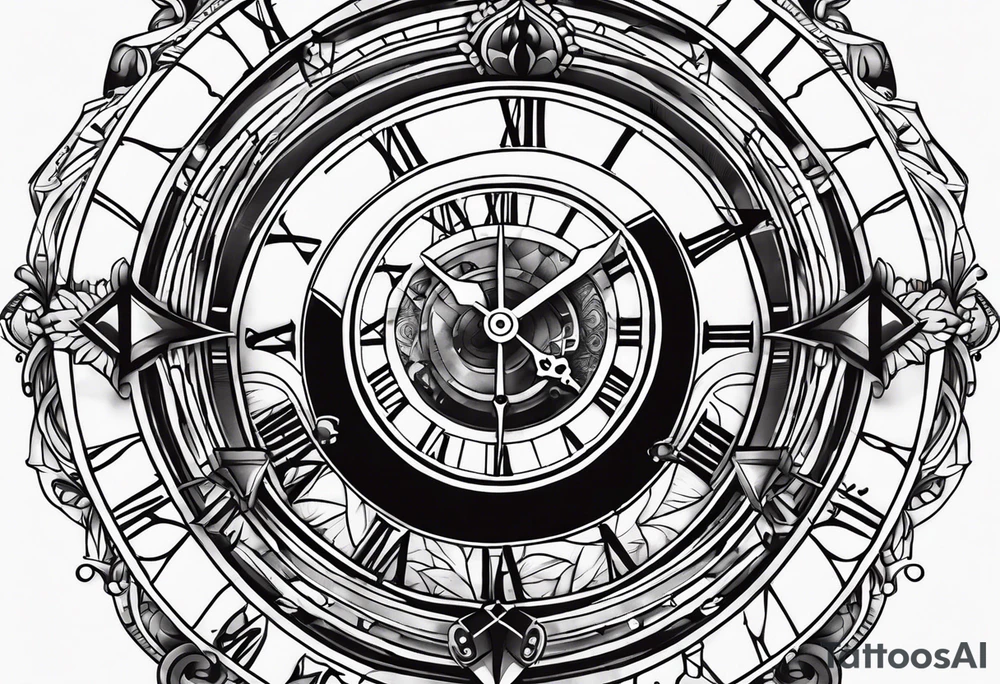 Children’s name, time piece, date of birth tattoo idea