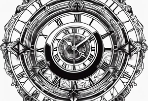 Children’s name, time piece, date of birth tattoo idea