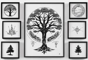 POV under a tree square framed minimalistic tattoo idea
