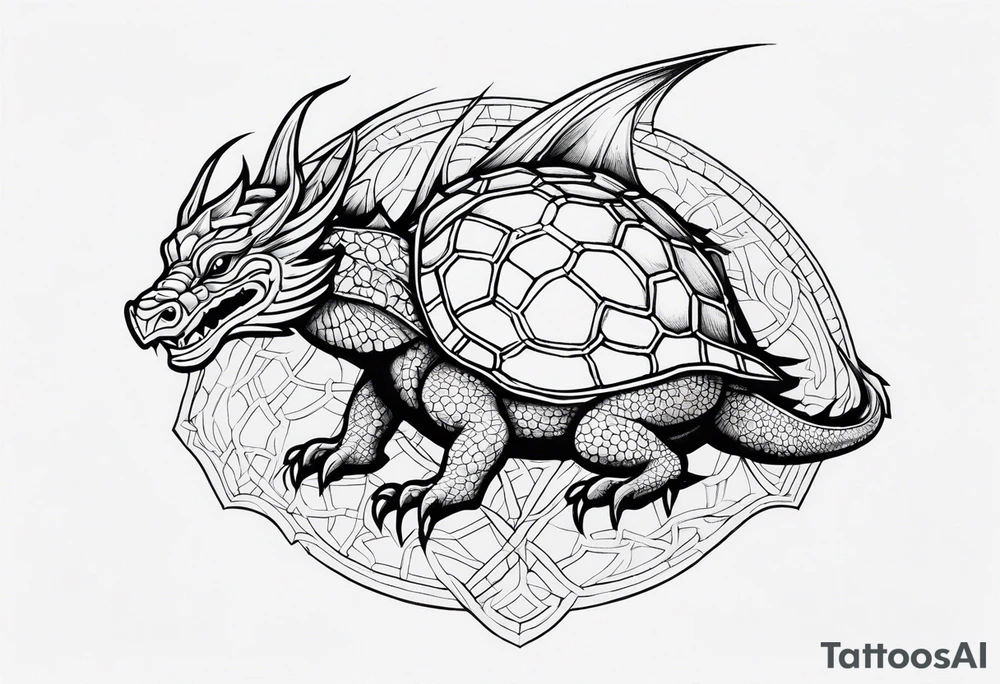 dragon with turtle shell tattoo idea