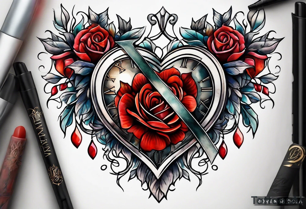 Roman numeral heart tattoo idea