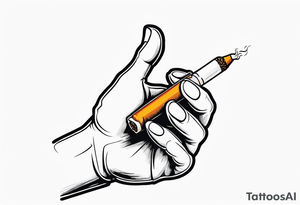 hand holding cigarette tattoo idea