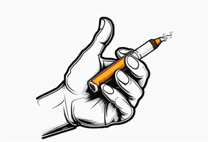hand holding cigarette tattoo idea
