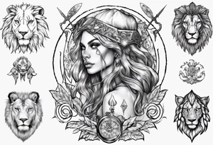 Elf taming an lion tattoo idea