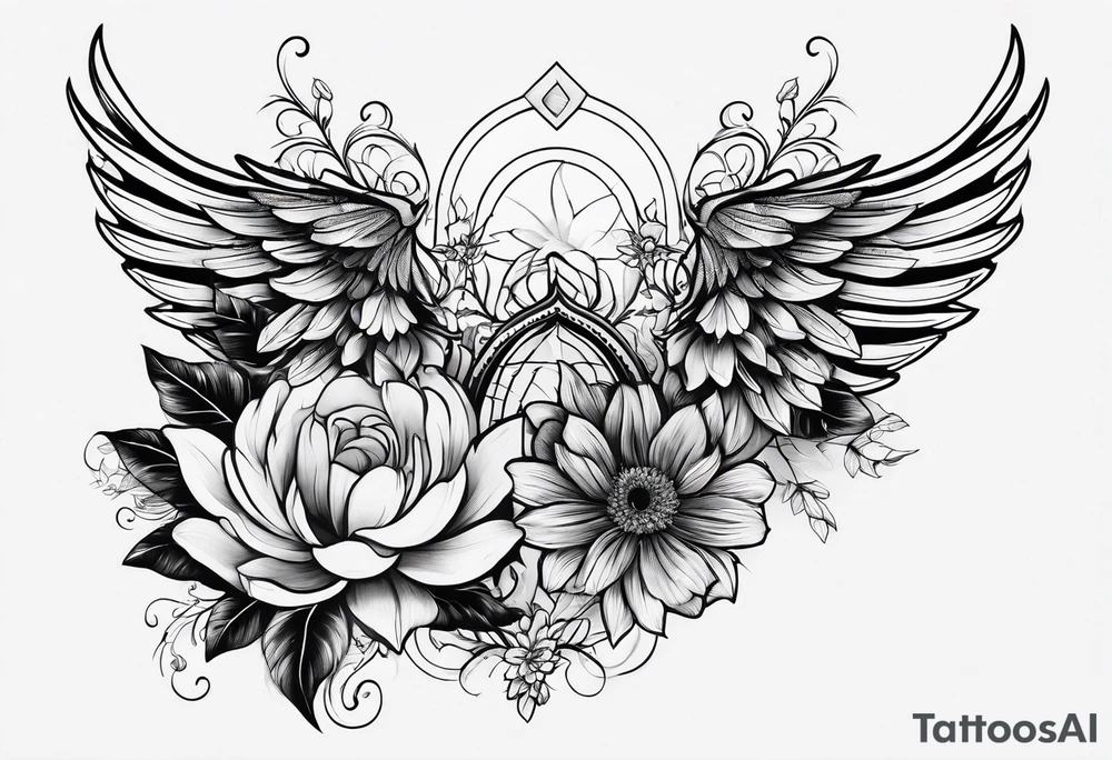 wing, flower, tattoo idea