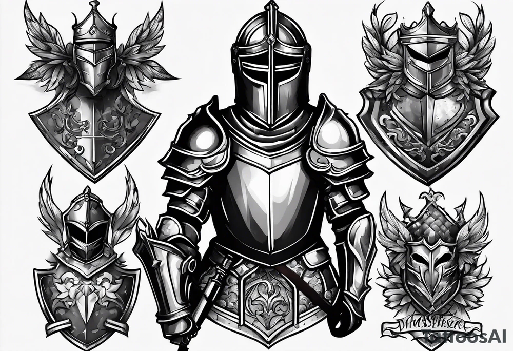 knight heavy armor surrounded tattoo idea