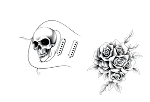 Electric guitar with skulls and roses tattoo idea
