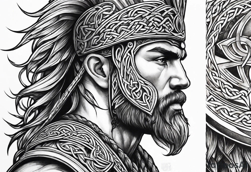 Celtic warrior side profile tattoo idea