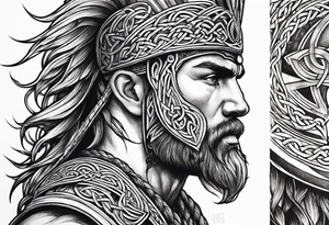 Celtic warrior side profile tattoo idea
