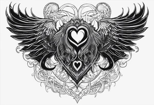 Lovecraftian creature. Protecting heart. Long tattoo for sleeve. Vertical. tattoo idea