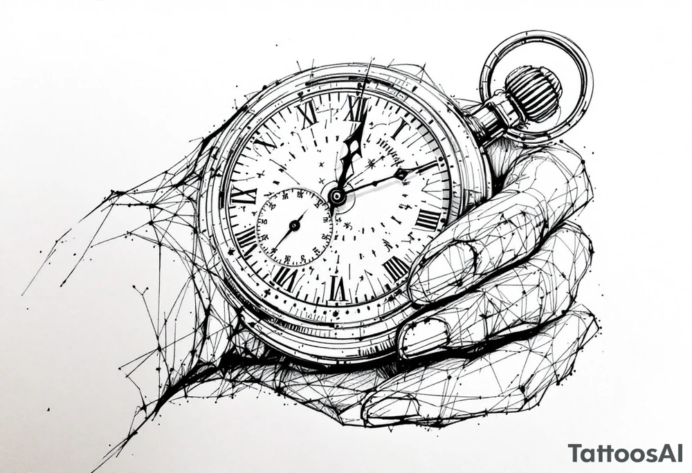 draw a stop watch time piece on the back of a hand opposite of the hand tattoo idea